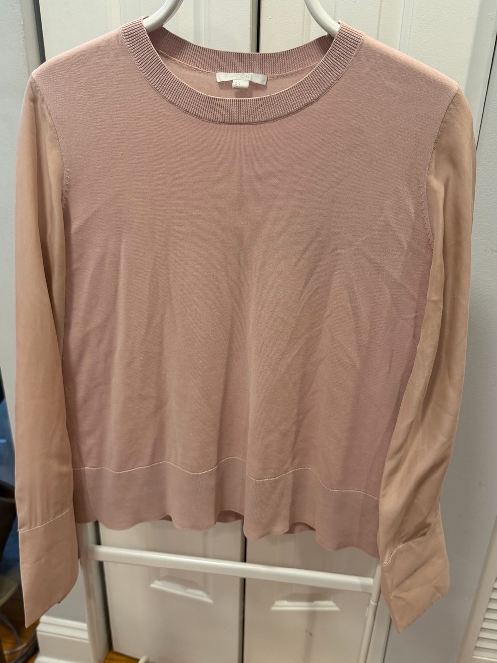 COS Blouse Women’s  Rose Colored Cotton With Silk Sleeves Size S